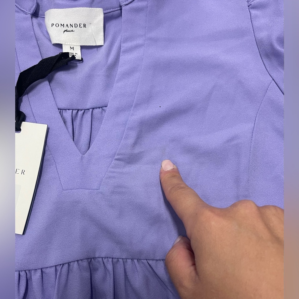 NWT Tuckernuck Pomander Place Lilac Kenzo Tiered Mini Dress V-neck 3/4 Sleeves - Picture 16 of 16